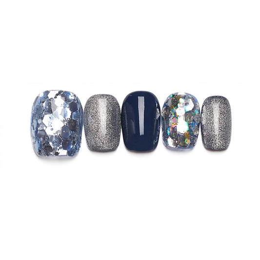 Galaxy | Ice Blue Handmade Reusable Press-on Nails