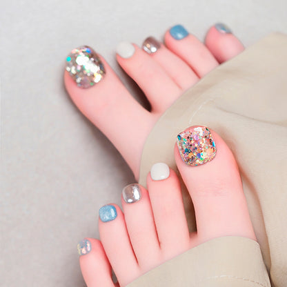 Ocean | Sparkling Handmade Reusable Press-on Toenails