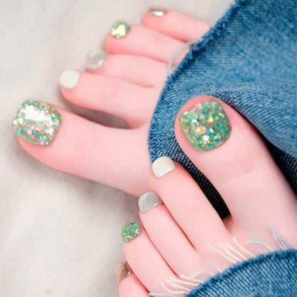 Spirit | Green Handmade Reusable Stick-on Toenails