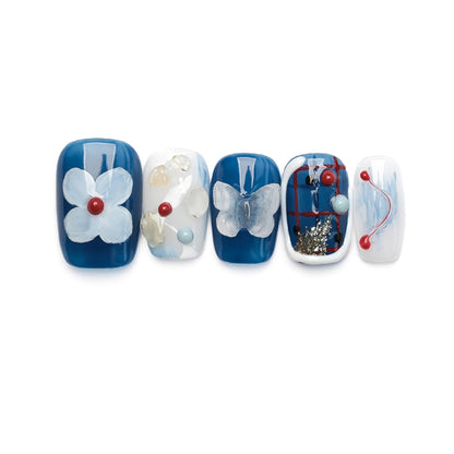 Blue Butterfly | Distinctive Handmade Reusable Press-on Nails