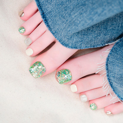 Spirit | Green Handmade Reusable Stick-on Toenails