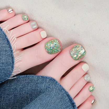 Spirit | Green Handmade Reusable Stick-on Toenails