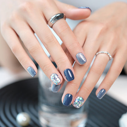 Galaxy | Ice Blue Handmade Reusable Press-on Nails