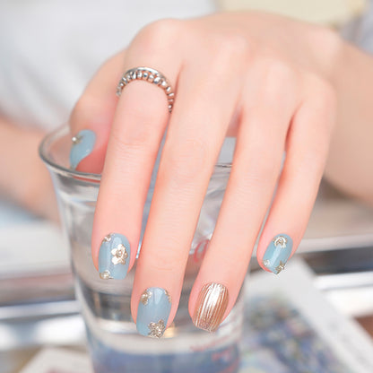 Flower Affair | Light Blue Handmade Reusable Press-on Nails