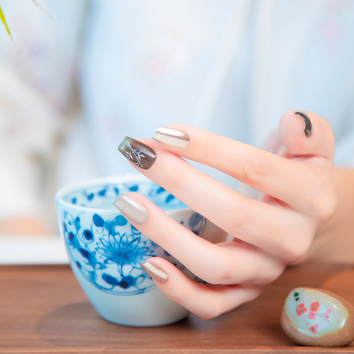 Bamboo Tint | Elegant Handmade Reusable Press-on Nails