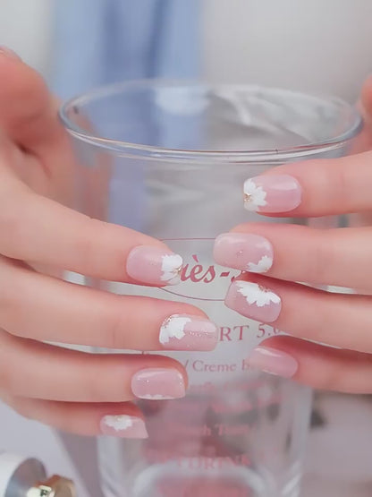 Flower Garden | Handpainting Sakura Handmade Reusable Press-on Nails